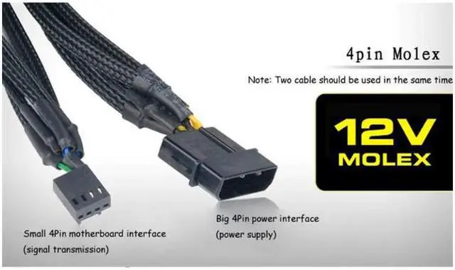 Alt view image 2 of 5 - AYA 19" (19-Inch) 4-Pin Molex PWM Fan Power to 5x 4-Pin PWM Female Fan Splitter