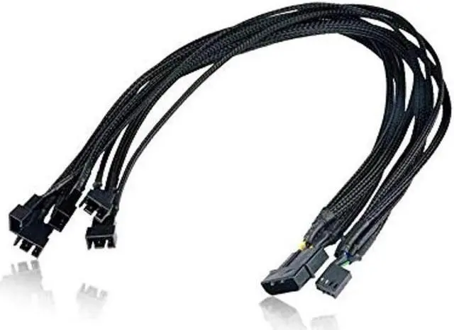 Alt view image 5 of 5 - AYA 19" (19-Inch) 4-Pin Molex PWM Fan Power to 5x 4-Pin PWM Female Fan Splitter