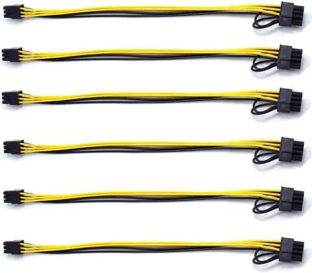Main image of Endlesss 6 Pin Male to 8 Pin (6+2) Male PCIe Adapter Power Cable PCI Express Extension Cable 12.5 Inches (6 Pack)