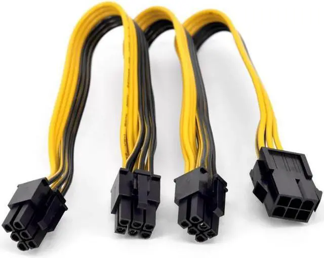 Alt view image 2 of 4 - PCI express GPU 6pin Port Multiplier PCIe Graphics card 6 Pin 1 to 3 ways Power supply Extension Cable Female to Male 18AWG