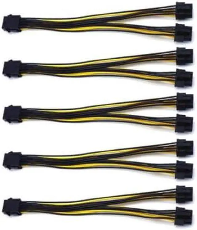 Main image of 5-Pack PCI-E 8Pin to 2X 8 Pin (6+2) Power Splitter Cable for PCIE PCI Express Image Card Y - Splitter Extension Cable