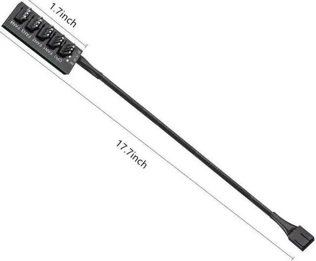 Alt view image 7 of 7 - PWM Fan Hub 2 Pack PC Fan Splitter 5 Way Sleeved Power Supply Cable Adapter Internal Motherboard Fan Power Extension Cable Cord for Computer Cooler Case 4-Pin and 3-Pin Fans 17.7inch