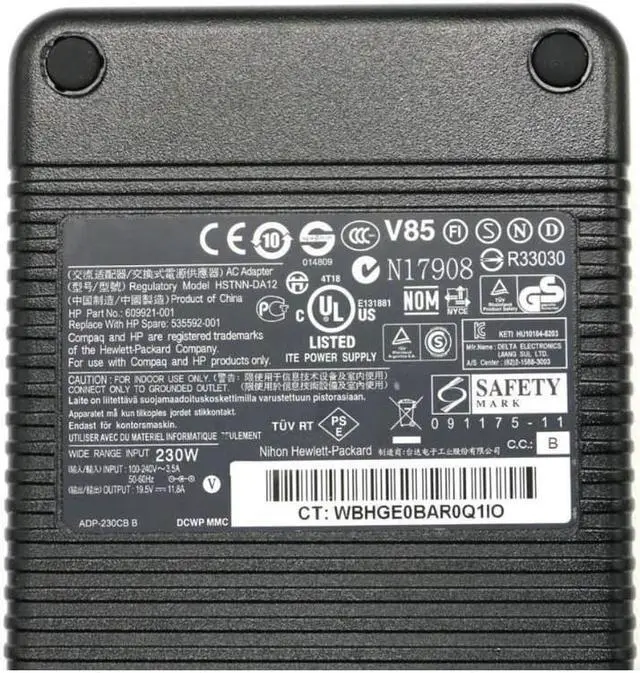 Alt view image 6 of 6 - New 230W 19.5V 11.8A 7.4 X 5.0mm HSTNN-DA12 Power Adapter Compatible with HP 8460W 8560W 8570W 8740W 609921-001 535592-001