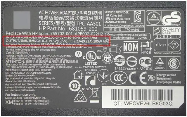 Alt view image 6 of 6 - New 19.5V 9.23A 180W Max Laptop Power Supply Compatible with HP ELITEDESK 800 G1 681059-200 GA-B75TN APB002-022H2 TPC-AA501 AC Charger Adapter