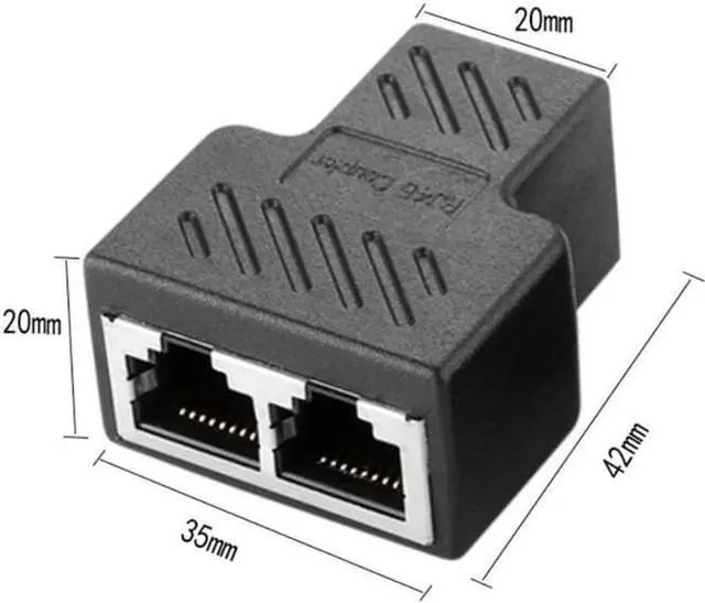 Alt view image 2 of 7 - Ethernet Splitter RJ45 Splitter Adapter 1 to 2 Ways Dual Female Port CAT5 /6/ 7 LAN Ethernet Cable