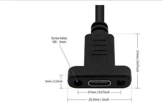 Alt view image 2 of 6 - Poyiccot 90 Degree USB C Male to Female Extension Cable 2feet/60cm, Right Angled USB 3.1 Type C Extender Charging & Sync Cable with Panel Mount Screw Hole (USB C Right M/F)