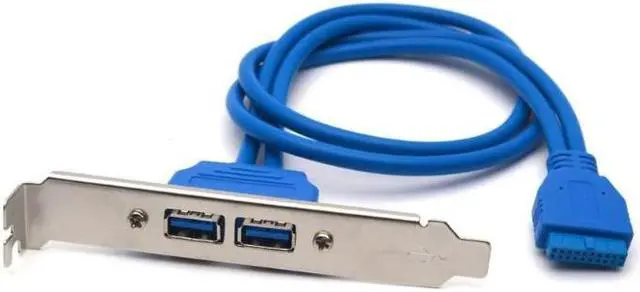 Main image of Antrader 2 Port USB3.0 Hub 20Pin Header to Female Adapter Desktop Computer Rear Panel Motherboard Extension Bracket Cable 50CM