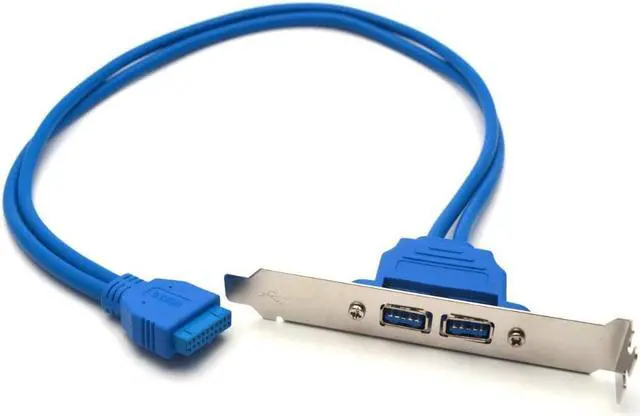 Alt view image 2 of 2 - Antrader 2 Port USB3.0 Hub 20Pin Header to Female Adapter Desktop Computer Rear Panel Motherboard Extension Bracket Cable 50CM