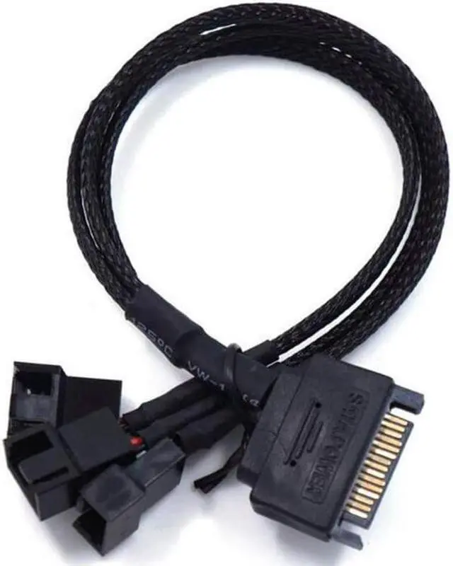 Main image of SATA to 3 x 3 Pin / 4 Pin PMW 12V PC Case Fan Power Adapter Cable, 3-Pin or 4-Pin (PWM Connector) to 15 Pin SATA Computer Cooler Cooling Fan Splitter Y Power Cable 2-Pack
