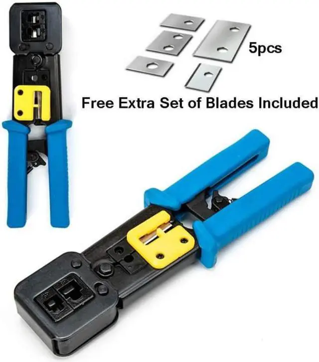 Alt view image 2 of 6 - RJ45 Crimp Tool 6P 8P Multi-function Cable Cutter Pass Through Crimper Ethernet Cable Connector Crimping Tool Ratcheting Hand Tools Bonus CAT6 Connector 20 Pack