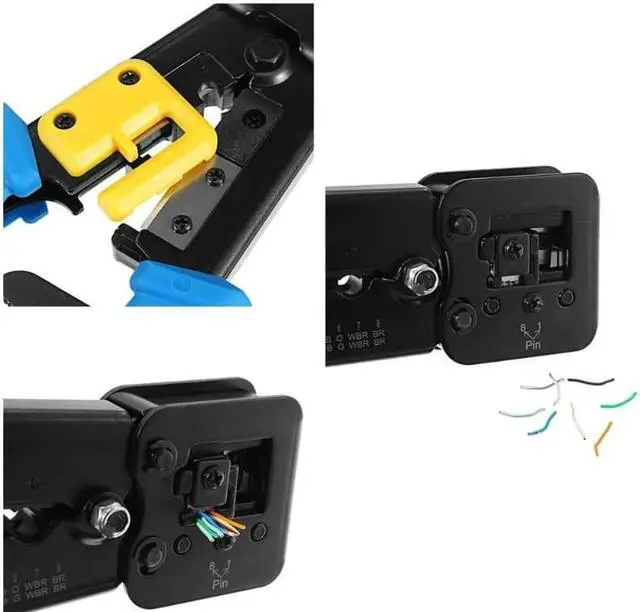 Alt view image 4 of 6 - RJ45 Crimp Tool 6P 8P Multi-function Cable Cutter Pass Through Crimper Ethernet Cable Connector Crimping Tool Ratcheting Hand Tools Bonus CAT6 Connector 20 Pack