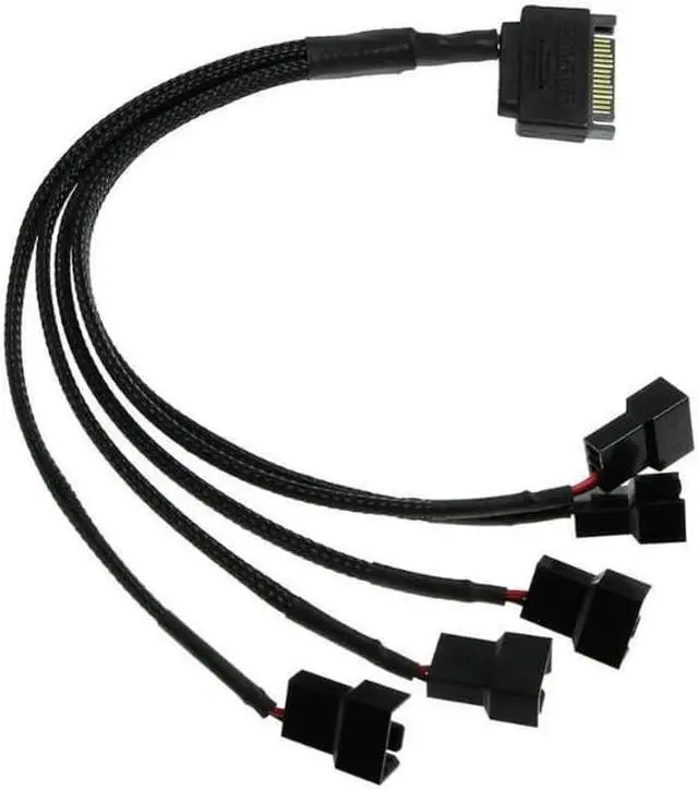 Alt view image 2 of 2 - 15-Pin SATA to 5 Fan Adapter Cable SATA to 3 Pin/4 Pin PMW PC Case Fan Power Adapter Cable,Cooling Fan Y Splitter Cable