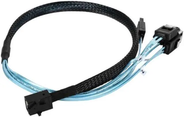 Alt view image 2 of 2 - Athena Power GPU Server 12G Data Cable for RM-4U8G1043 0.5M Mini SAS SFF8643 to 4 x SATA Internal Reverse Breakout Cable (CABLE-MS86434SRB20)