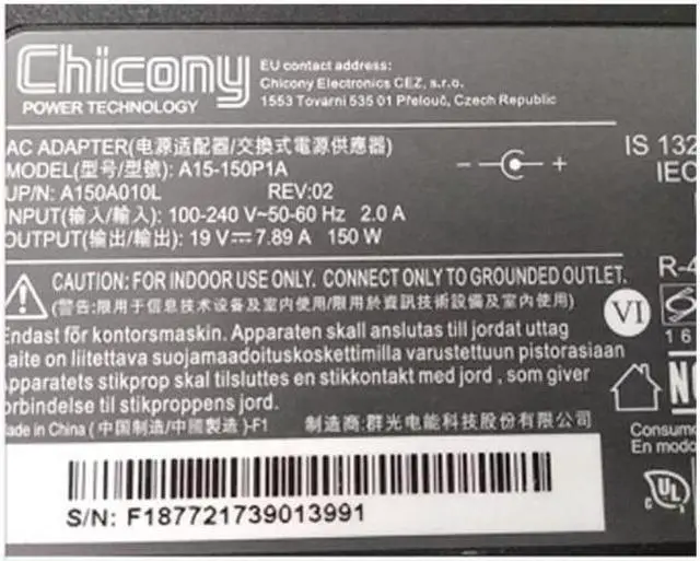 Alt view image 2 of 2 - Chicony A15-150P1A 19V 7.89A 150W A150A010L AC Adapter For CLEVO W650KK1 P955EP6 P950HP6 Laptop Power Supply Charger