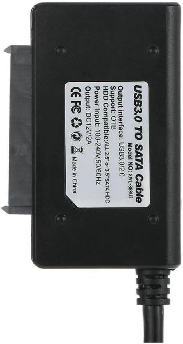 Alt view image 2 of 6 - USB 3.0 to SATA Adapter Hard Drive Converter Cable for 2.5" 3.5" SSD HDD with Power Supply Cable 12V 2A for PC Laptop desktop