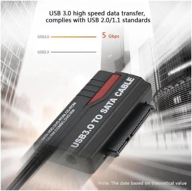 Alt view image 3 of 6 - USB 3.0 to SATA Adapter Hard Drive Converter Cable for 2.5" 3.5" SSD HDD with Power Supply Cable 12V 2A for PC Laptop desktop