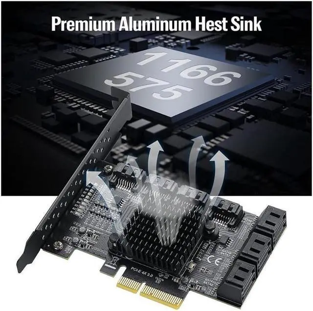 Alt view image 3 of 7 - PCIe SATA Controller Card 10 Port with 10 SATA Cables and Low Profile Bracket - 6Gbps SATA 3.0 PCIe Card,Support 10 Port SATA 3.0 Devices