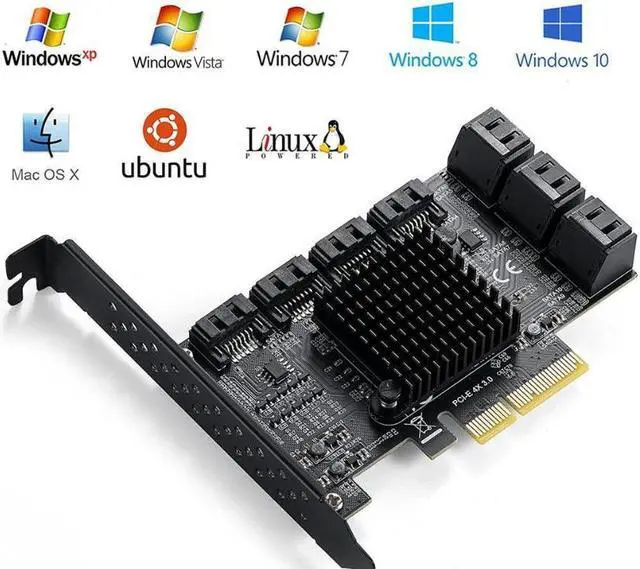 Alt view image 4 of 7 - PCIe SATA Controller Card 10 Port with 10 SATA Cables and Low Profile Bracket - 6Gbps SATA 3.0 PCIe Card,Support 10 Port SATA 3.0 Devices