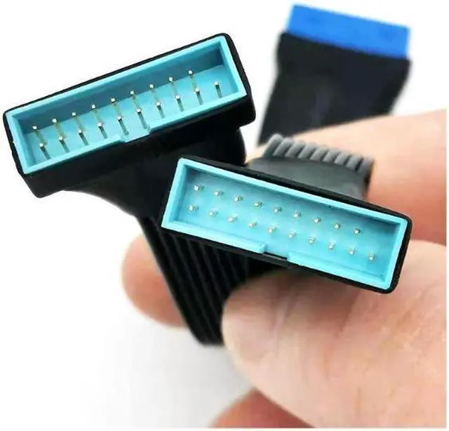 Alt view image 3 of 7 - USB 3.0 Header Extension Cable 12cm USB 3.0 19Pin Internal Extension Header Adapter Cable 19/20 Pin 1 to 2 Y Splitter Internal Extension Connector for Motherboard