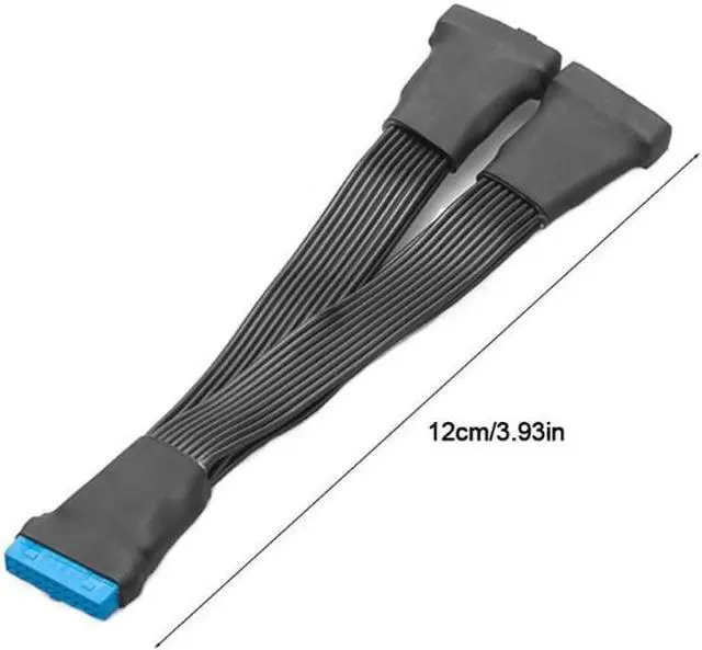 Alt view image 4 of 7 - USB 3.0 Header Extension Cable 12cm USB 3.0 19Pin Internal Extension Header Adapter Cable 19/20 Pin 1 to 2 Y Splitter Internal Extension Connector for Motherboard