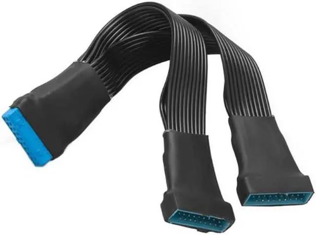 Alt view image 5 of 7 - USB 3.0 Header Extension Cable 12cm USB 3.0 19Pin Internal Extension Header Adapter Cable 19/20 Pin 1 to 2 Y Splitter Internal Extension Connector for Motherboard