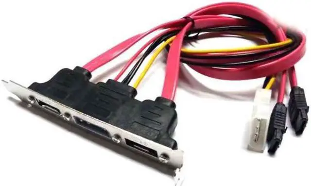 Alt view image 2 of 4 - Dual SATA to 2 Ports eSATA + 4 Pin IDE Power PCI Bracket Slot Cable
