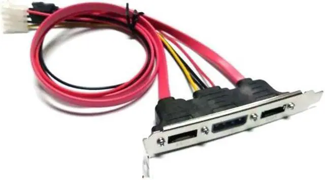 Alt view image 3 of 4 - Dual SATA to 2 Ports eSATA + 4 Pin IDE Power PCI Bracket Slot Cable