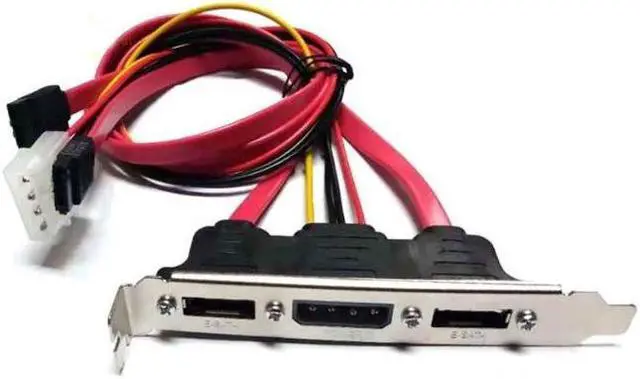 Alt view image 4 of 4 - Dual SATA to 2 Ports eSATA + 4 Pin IDE Power PCI Bracket Slot Cable