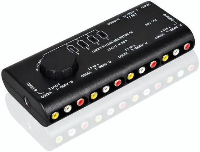 Main image of 4 in 1 Out AV RCA Switch Box AV Audio Video Signal Switcher Splitter 4 Way Selector with RCA Cable For Television DVD VCD TV
