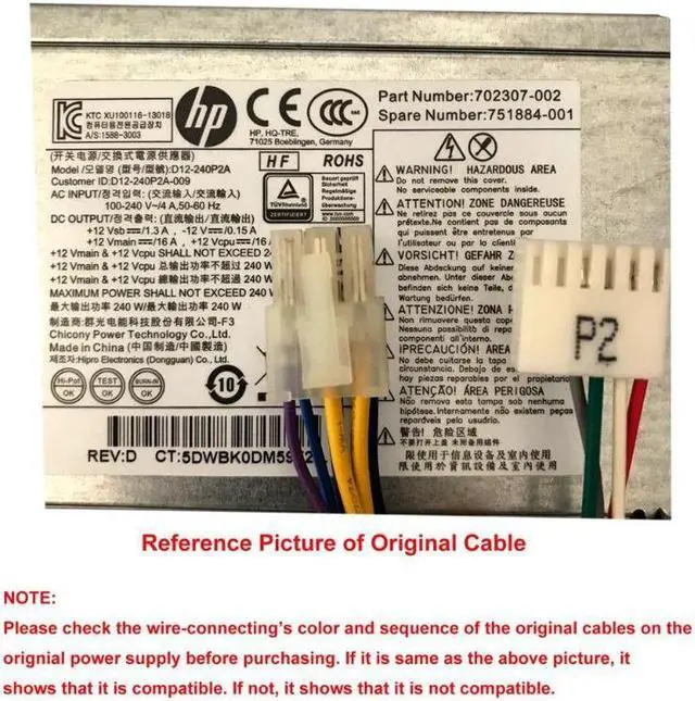 Alt view image 4 of 6 - COMeap 24 Pin to 6 Pin PCI-E ATX Main Power Adapter Cable for HP Z220 Z230 Workstation SFF Series 4000 6005 8300 ProDesk 600 G1 SFF 12-inch(30cm)