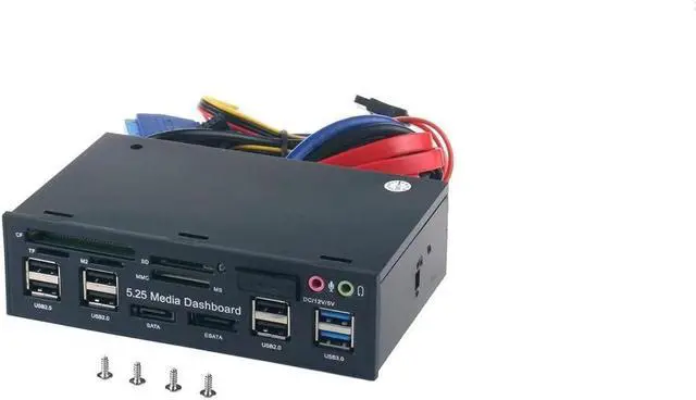 Alt view image 2 of 7 - VR robot USB Internal Card Reader, Multi-Function 3.0 Hub eSATA SATA Port PC Dashboard Media Front Panel Audio for SD MS CF TF M2 MMC Memory Cards Fits 5.25" Bay