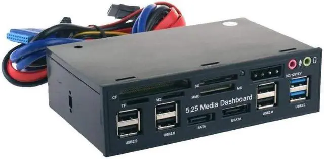 Main image of VR robot USB Internal Card Reader, Multi-Function 3.0 Hub eSATA SATA Port PC Dashboard Media Front Panel Audio for SD MS CF TF M2 MMC Memory Cards Fits 5.25" Bay