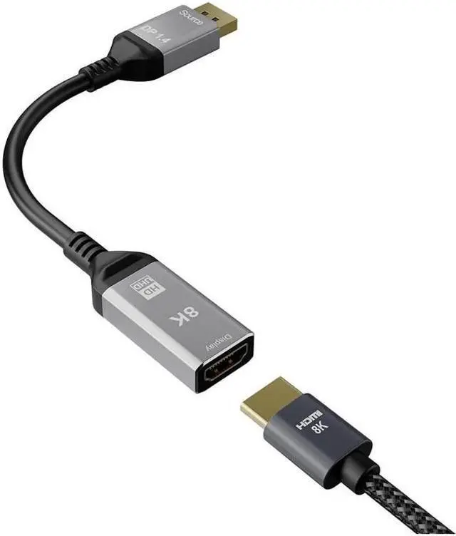 Alt view image 2 of 7 - CableDeconn DisplayPort 1.4 to HDMI 2.1 Ultra HD 8K Male to Female Cable 0.25m Converter 8K@60Hz 4K@120Hz Directional Compatible with DisplayPort PC and HDMI Displays Tvs