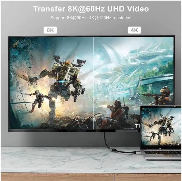 Alt view image 4 of 7 - CableDeconn DisplayPort 1.4 to HDMI 2.1 Ultra HD 8K Male to Female Cable 0.25m Converter 8K@60Hz 4K@120Hz Directional Compatible with DisplayPort PC and HDMI Displays Tvs