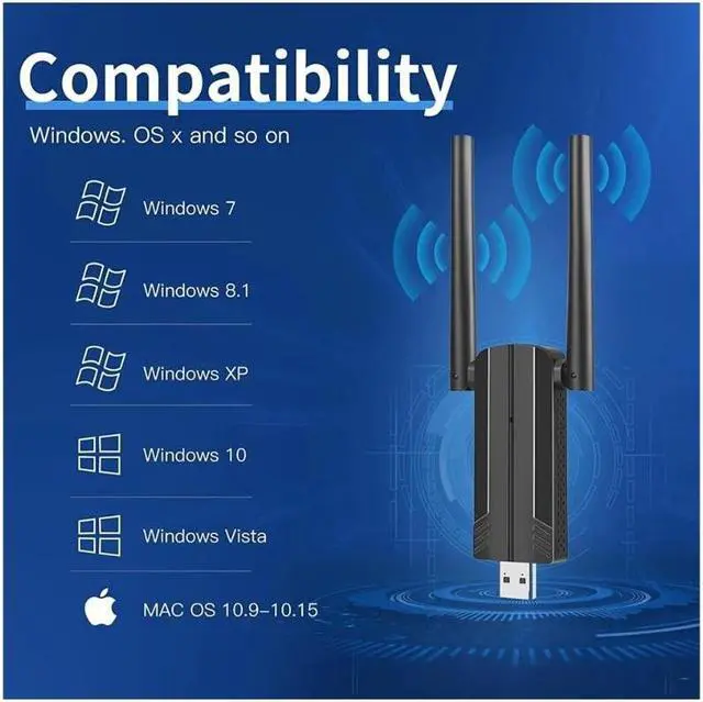 Alt view image 5 of 7 - USB WiFi Adapter for PC - 1300Mbps USB 3.0 WiFi Dongle, 2.4G/5G Dual Band Wireless WiFi Adapter for Desktop PC, Supports Windows 11/10/8.1/8/7/XP, Mac OS 10.9-10.15