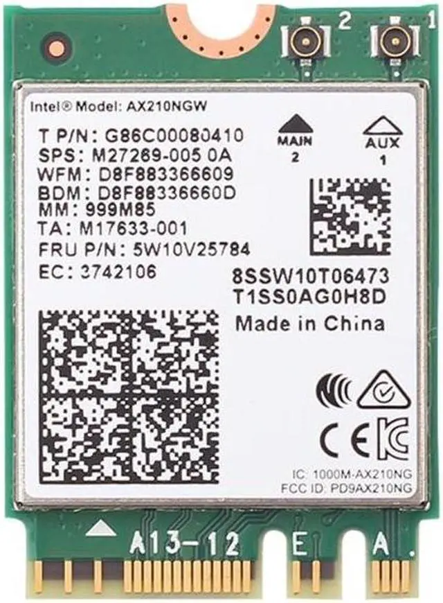 Main image of 3000Mbps WiFi 6E Intel AX210 Bluetooth 5.2 M.2 2230 Key E WiFi 6 Card 2.4G/5Ghz/6Ghz With IPEX4 Antennas Wireless AX210NGW 802.11ac/ax WiFi Adapter, Support Windows 10 Linux For Laptop Desktop