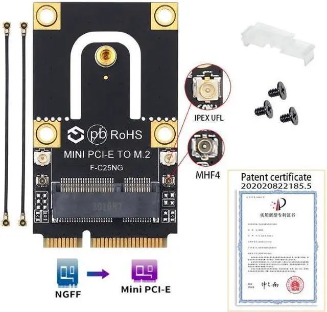 Alt view image 3 of 7 - Wireless Mini PCI-E Wi-Fi 6 Intel AX200 Adapter Kit 2974Mbps Bluetooth 5.0 M.2 To Mini PCI Express Full Wifi Card AX200NGW 802.11ax/ac 160Mhz 2.4G/5G MU-MIMO OFDMA Windows 10 For Laptop Desktop