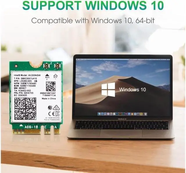 Alt view image 5 of 6 - 3000Mbps WiFi 6 M.2 Key E For Intel AX200 Dual Band Wireless Adapter, AX200NGW Bluetooth 5.0 Wi-Fi Network Card, 2.4Ghz/5Ghz, 802.11ac/ax, Support MU-MIMO, OFDMA, Support Windows 10 For Laptop Desktop