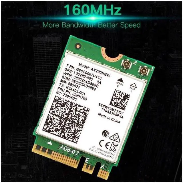 Alt view image 4 of 6 - 3000Mbps WiFi 6 Intel AX200 Bluetooth 5.1 M.2 Key E Card IPEX4 Antennas, Wireless AX200NGW Dual Band 2.4Ghz/5Ghz 802.11ac/ax WiFi Network Adapter, Support Windows 10 Linux For Laptop Desktop PC
