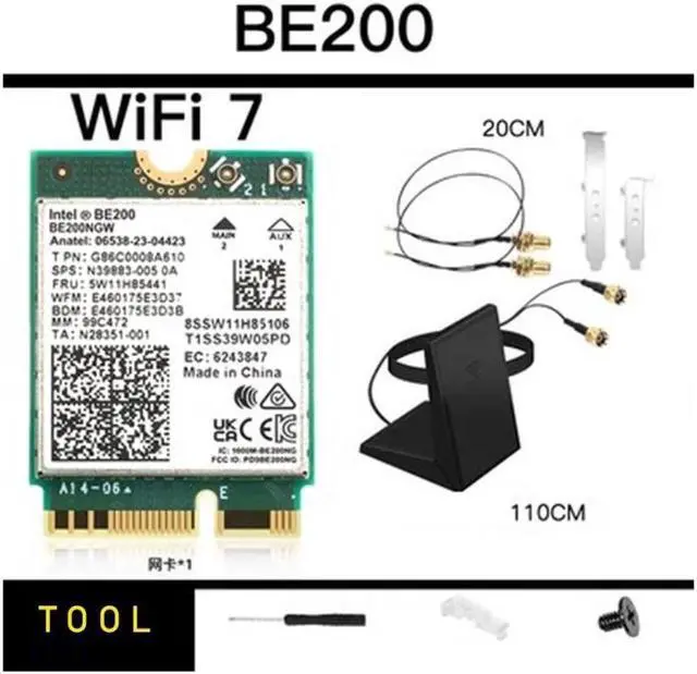 Main image of New Wi-Fi 7 Intel BE200 Bluetooth 5.4 Wifi Card BE200NGW 2.4/ 5/ 6 GHz 5.8 Gbps For Windows 10/11 PC Laptop