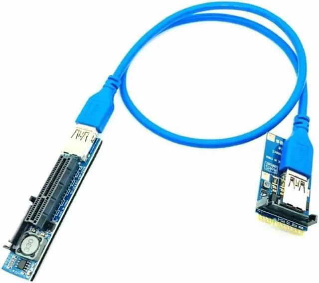 Alt view image 2 of 3 - Riser Mini PCI-E to PCI Express X4 Riser Card Extender Card Adapter 15Pin SATA Power Connector with USB3.0 Cable Extension Cable