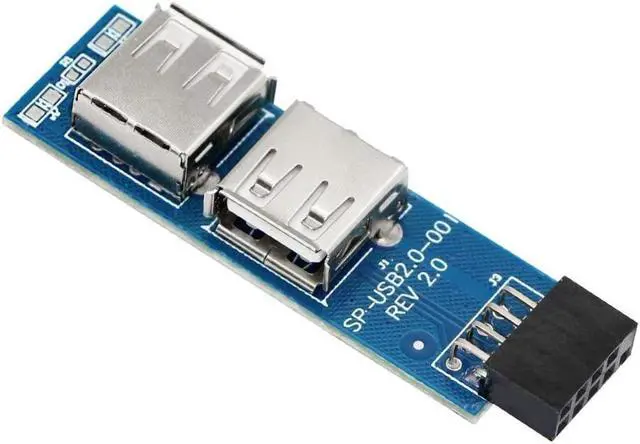 Alt view image 5 of 5 - 9pin USB 2.0 Female Pin Dual 2 Port USB Motherboard Header Adapter-1Type for PC (1)