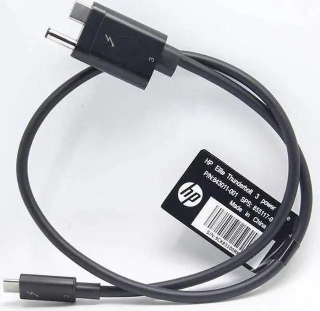 Main image of Thunderbolt 3 Cable: Custom End (AC+USB Type-C to USB Type-C) for HP Part Number: 843011-001