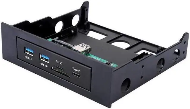 Alt view image 5 of 6 - Ciglow PC Dashboard Media Front Panel Audio USB Hub 3.0 w/ 1 USB-C Port TF/SD Card Reader 3.5 Inch Optical &Soft Drive Expansion Panel