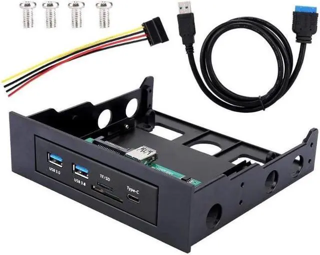 Alt view image 6 of 6 - Ciglow PC Dashboard Media Front Panel Audio USB Hub 3.0 w/ 1 USB-C Port TF/SD Card Reader 3.5 Inch Optical &Soft Drive Expansion Panel