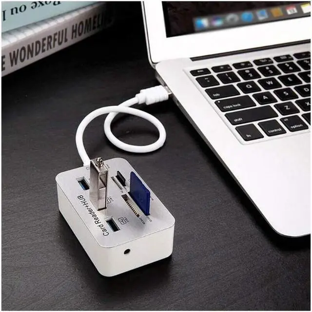 Alt view image 4 of 6 - All-in-One 3 Ports USB 3.0 High Speed Hub Adapter with MS SD M2 TF Card Reader Universal for Mac, Windows
