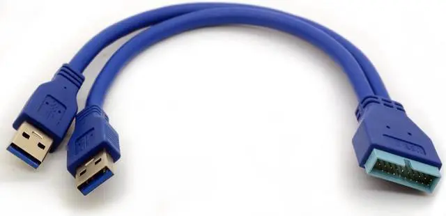 Alt view image 3 of 5 - Dual USB 3.0 Type A to 20 Pin Header Cable Super Speed 5Gbp/s Data Sygn Transmission Adapters Male Y Connectors Slot for Computer Motherboards