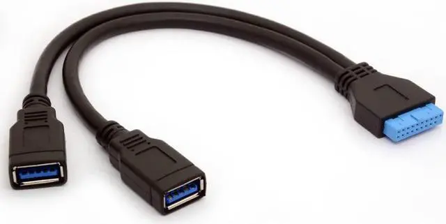 Main image of USB 3.0 Motherboard Adapter Cable 20 Pin Header Convert to Two Female A Type Lead for DIY Gaming PC 25cm