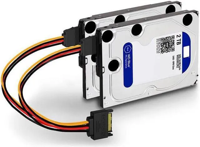 Alt view image 2 of 6 - 2.5" SSD / HDD Mounting Kit adapter for 3.5" Drive Bay ,3.5-Inch to 2*2.5-Inch Internal Hard Drive Mounting Kit with 2-port sata 15pin power cable (slide rails & HDD NOT included)