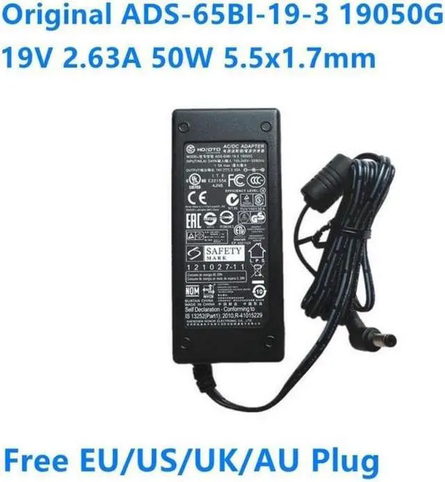 Main image of 19V 2.63A 50W 5.5x1.7mm ADS-65BI-19-3 Power Supply AC Adapter Charger For APD DA-50F19 ACER HP 2711X 2511X LED MONITOR